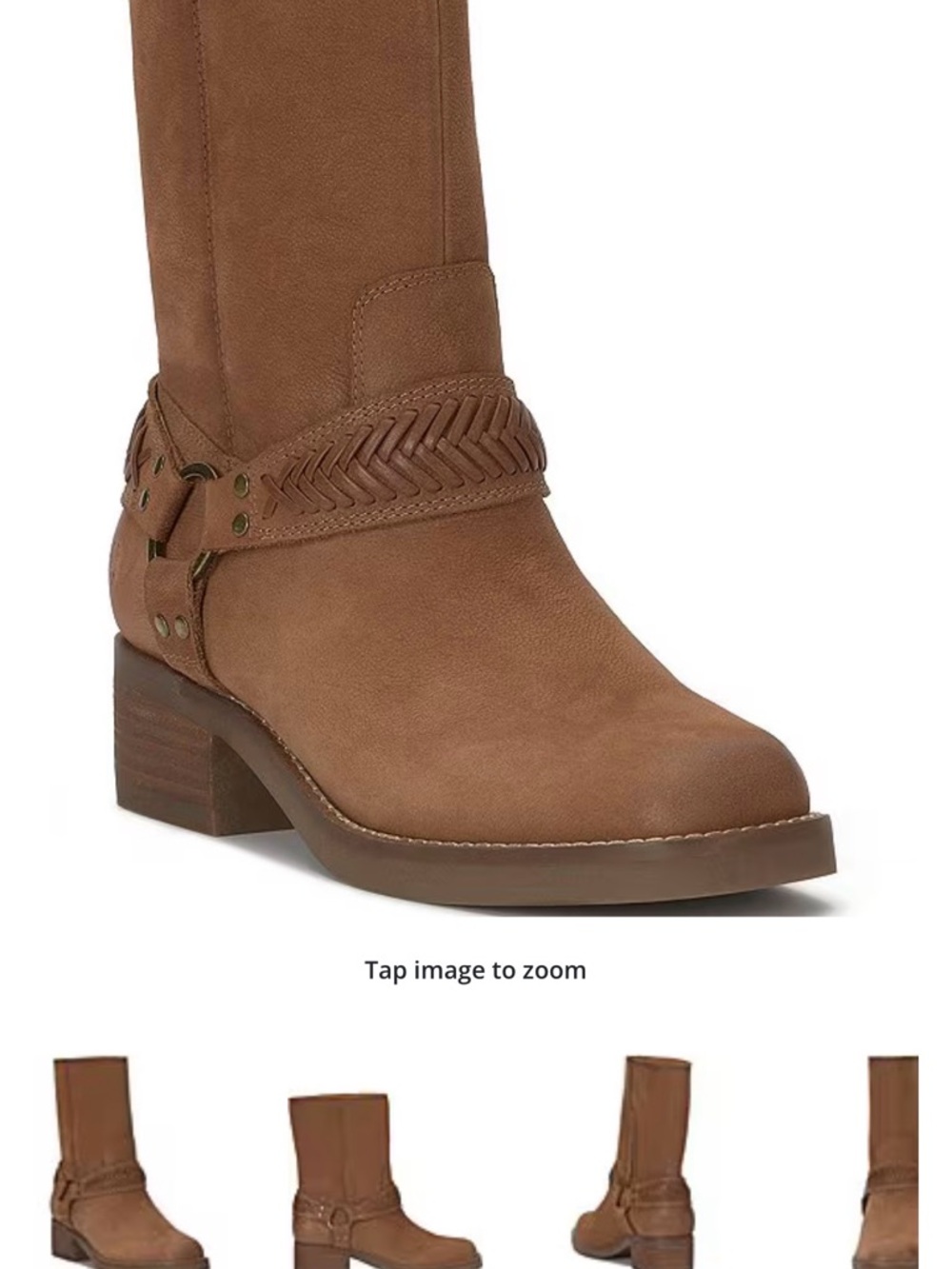 Lucky Brand Tan brown Braided-Strap Mid-Calf Boot